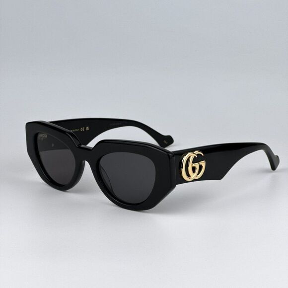 NEW Gucci GG1421S 001 Black Grey Cat Eye Women Sunglasses GG 1421S - Picture 7 of 14